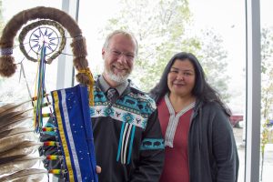 Indigenous Knowledge and Research Centre (IKRC) - Grand Opening - President Tim Loreman and Student Maxine Courtoreille-Paul