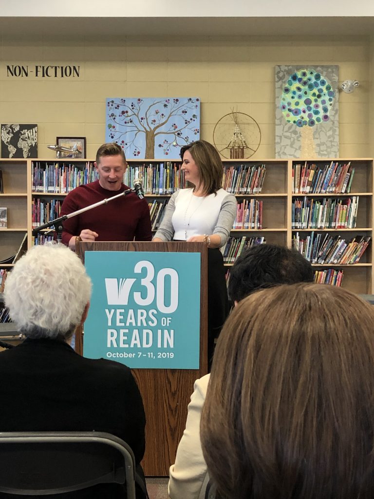 Josh Classen & Erin Isfeld, CTV Edmonton, emceed the official launch of Read In Week