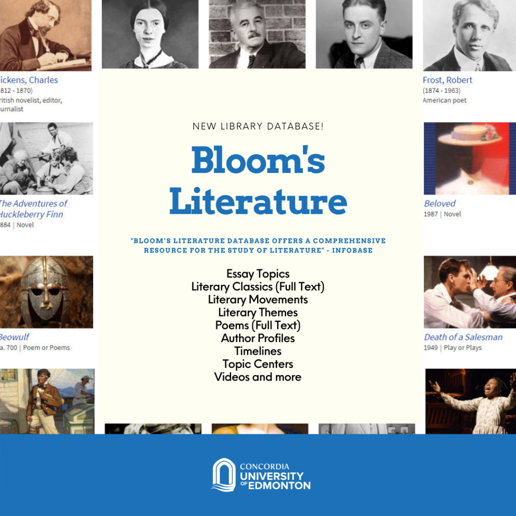 New Library Database: Bloom's Literature - Concordia University of Edmonton