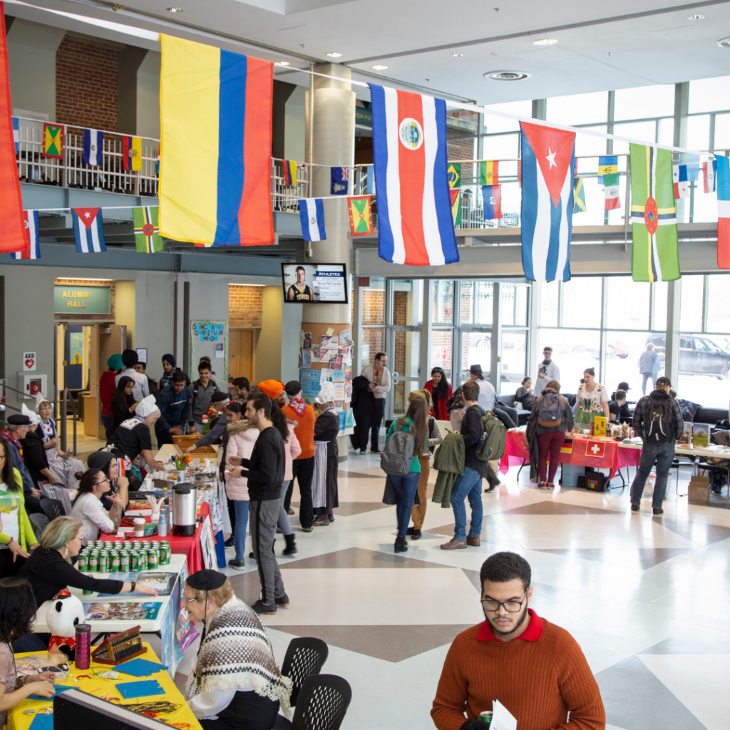 CUE's Tegler Student Centre decorated for International Days